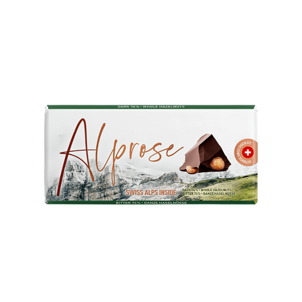 Alprose Dark 74% Hazelnuts 100gm