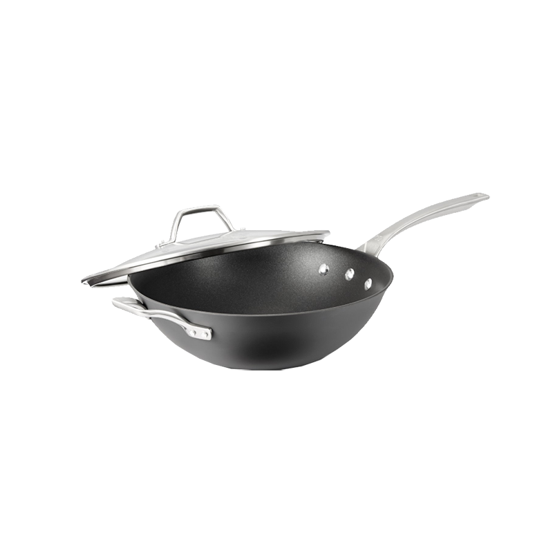 Calphalon Signature™ Hard-Anodized Nonstick 12-Inch Flat-Bottom Wok with Cover